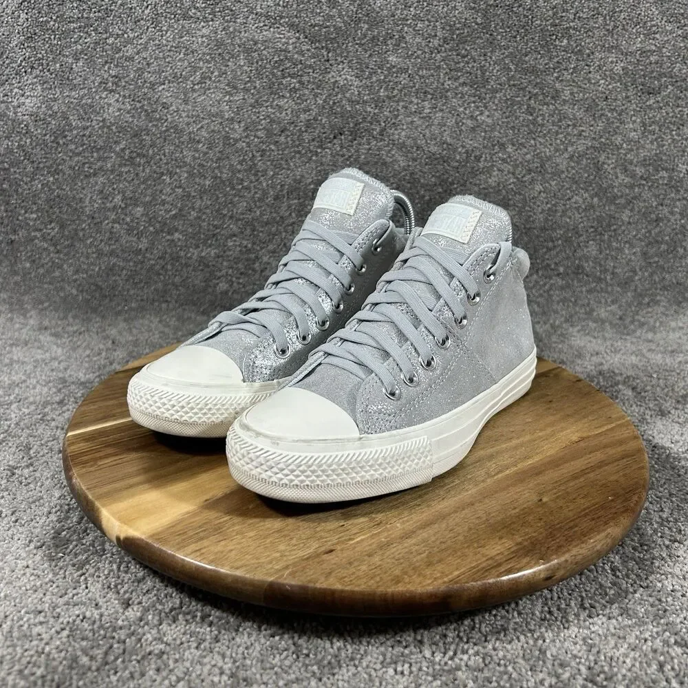 Converse CTAS Madison Mid Women’s Sz 6 Silver Sparkle Athletic Skate Shoes Used
